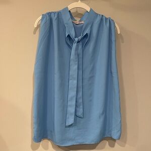 Loft Tie Neck Mixed Media Shell